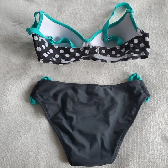 Grey & Teal Polka Dot Bikini - Picture 7 of 13